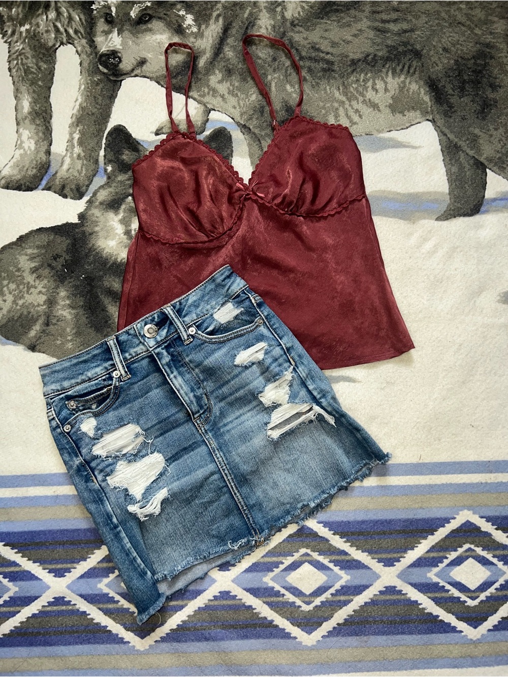 Burgundy Satin Cami Top